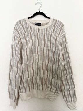 🤍 vintage 80’s cream cable knit unisex sweater